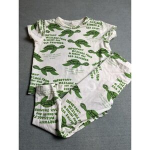 Mini Rodini Organic Tee & Leggings Brown Turtle Outfit 2-3 Y